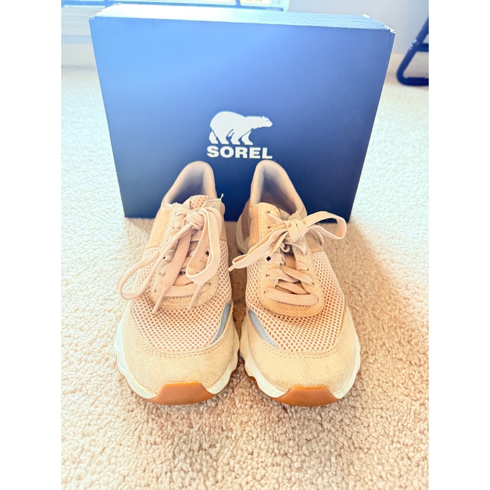 Sorel Kinetic Lite Lace Sneakers Natural Tan Mesh Suede NL3516-257 Womens 6.5